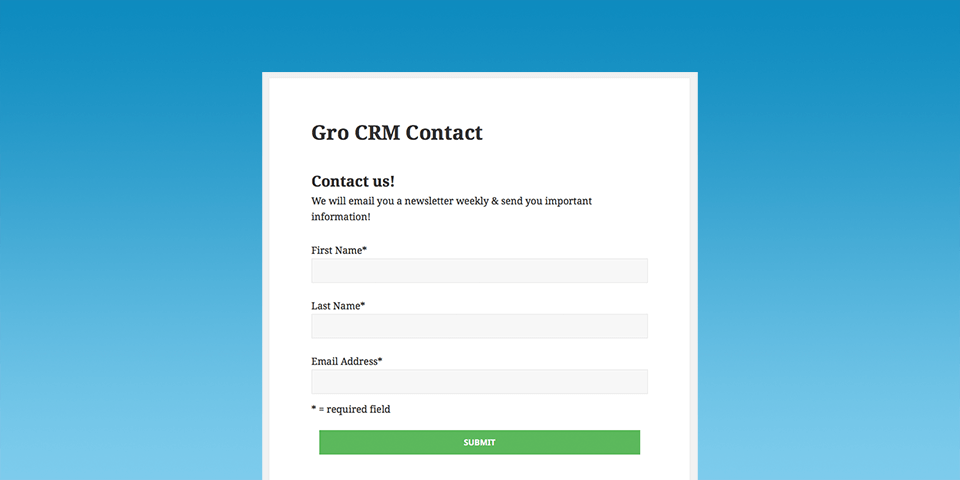 Setup Gro CRM WordPress Plugin